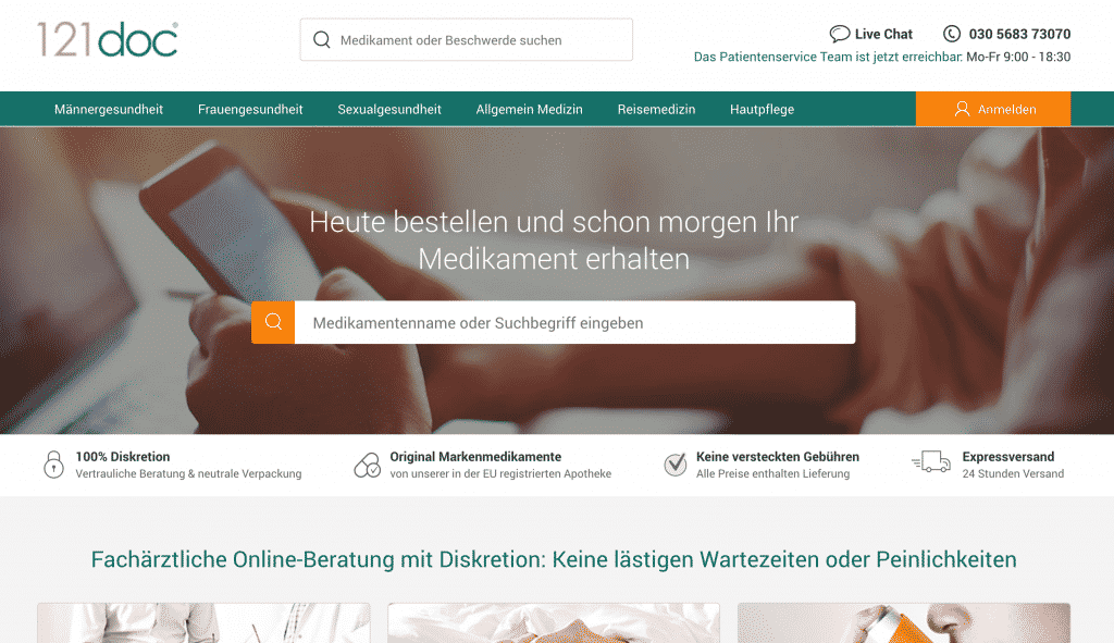 Webseite von 121doc.com