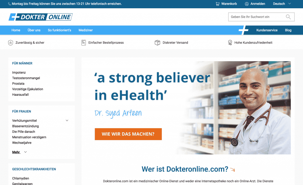 Webseite von Dokteronline.com