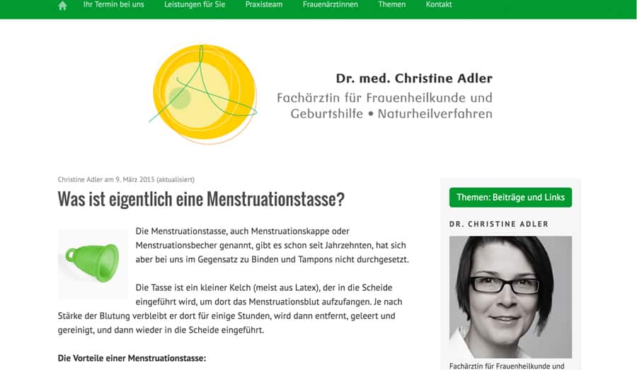 Dr Christine Adler zur Menstruationstasse